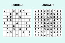 Vector Sudoku With Answer 289. Puzzle Game With Numbers.