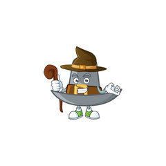 Sticker - Vintage pilgrim hat isolated with mascot witch.