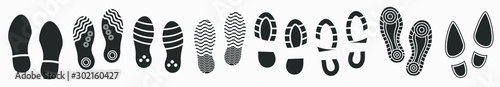 Fotografía Big set of Footprints silhouette isolated on white