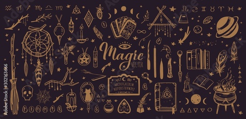 Fotografía Witchcraft, magic background for witches and wizards