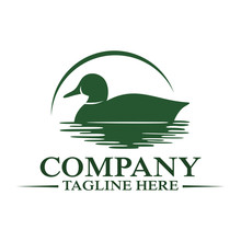 Modern Floating Duck And Hunting Logo. Vector Illustration.