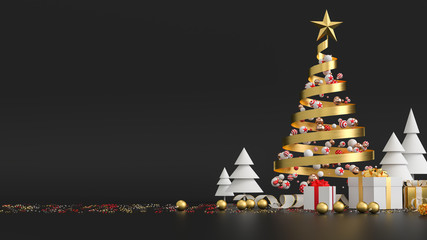 Wall Mural - 3D rendering of Christmas tree and gift box