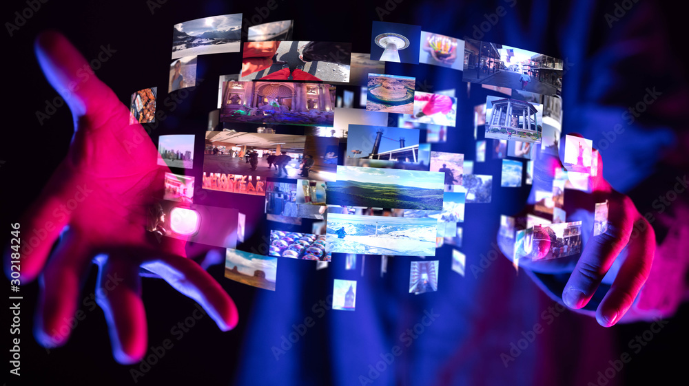 Internet broadband and multimedia streaming entertainment - obrazy, fototapety, plakaty 