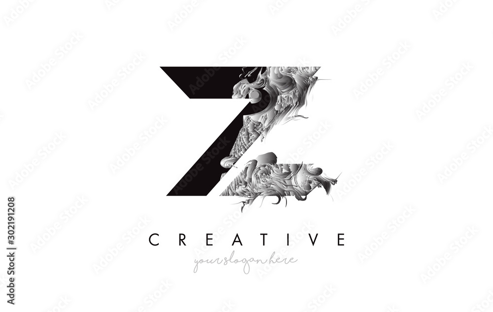 Letter Z Logo Design Icon with Artistic Grunge Texture In Black and ...