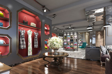 Wall Mural - 3d render of fashion shop