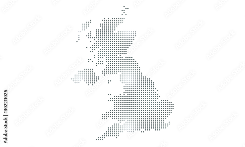 United Kingdom map vector, isolated background. Flat Earth, gray map template for web site pattern, anual report, inphographics. Map icon. Travel worldwide, map silhouette backdrop - obrazy, fototapety, plakaty 