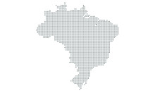 Map Of Brazil Vector, Dotted Isolated On White Background. Flat Earth, Gray Map Template For Web Site Pattern, Anual Report, Inphographics.