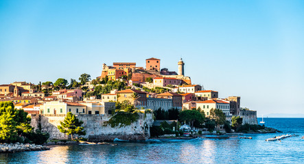 Wall Mural - harbor of portoferraio at the island elba in italy