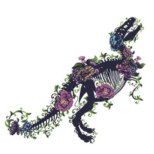 Trex Skeleton With Flowers