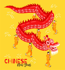 Wall Mural - chinese new year isometric poster