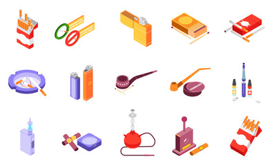 Poster - Smoking Isometric Icons Set