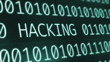 Aufkleber - Binary code digits background with hacking inscription