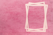 White Paper Frame On Vintage Pink Texture Background, Blank Pink Pattern Background
