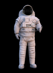Wall Mural - astronaut, standing spaceman isolated on black background
