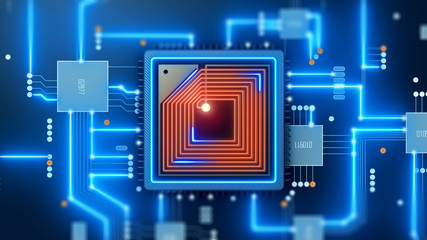 Wall Mural - big data cpu processing background