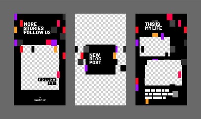 Wall Mural - set of minimalistic stories for social media. pack for creating your unique content. story mockup.