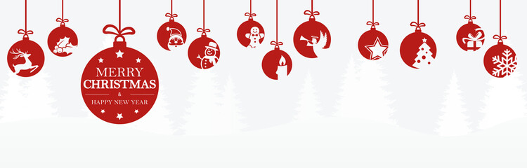 hanging baubles with christmas icons and greetings