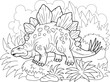 Cartoon prehistoric dinosaur stegosaurus, coloring book, funny illustration