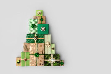 christmas tree made from christmas gifts