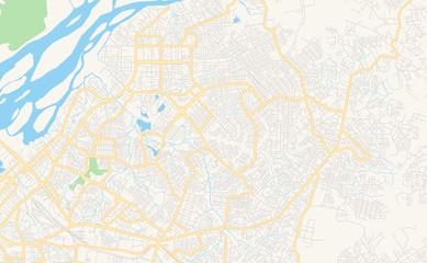  Printable street map of Douala, Cameroon