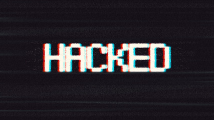 Aufkleber - Word Hacked In Abstract Pixel Noise Style Over Dark Background