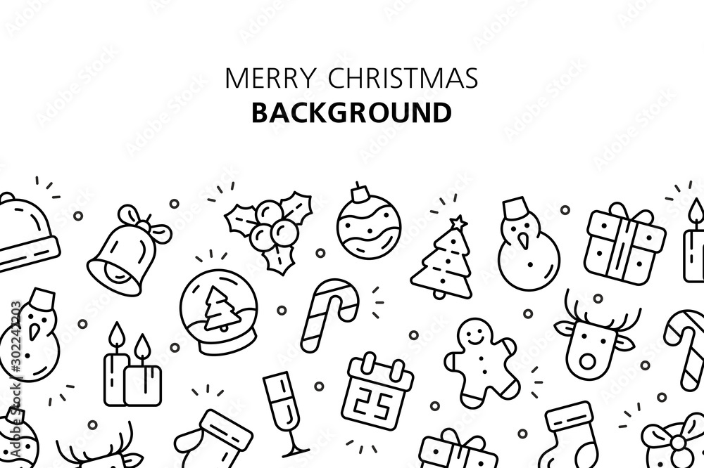 Christmas icons background. Isolated on White background - obrazy, fototapety, plakaty 