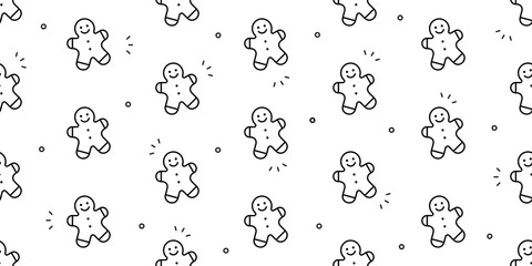 Seamless pattern with gingerbread man Cookies. Isolated on White background