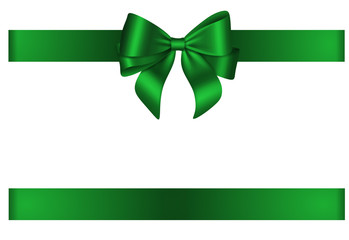 green bow and ribbon for christmas and birthday decorations