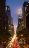 Fototapeta Nowy Jork - New York City skyscrapers from Tudor City in Manhattan at night with long exposure