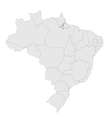 Wall Mural - Brazil political map highlighted with provinces vector