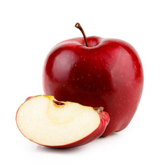 Wall Mural - Red apple with slice isolated on white background