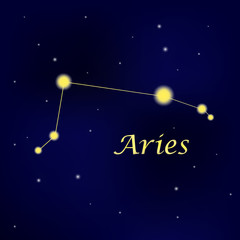 Wall Mural - Pattern with constellation Aries. Abstract print with stars