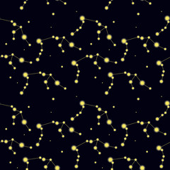 Wall Mural - Pattern with constellation Aquarius. Abstract print with The Water-Bearer.