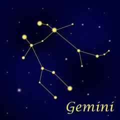 Wall Mural - Pattern with constellation Gemini. Abstract print with The Twins.