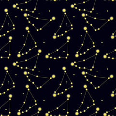 Wall Mural - Pattern with constellation Capricorn. Abstract print with The Sea-Goat.