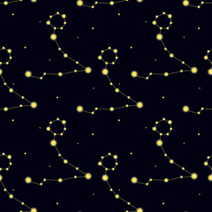 Wall Mural - Pattern with constellation Pisces. Abstract print with The Fishes.