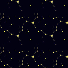 Wall Mural - Pattern with constellation Sagittarius. Abstract print with The Archer.