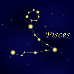 Wall Mural - Pattern with constellation Pisces. Abstract print with The Fishes