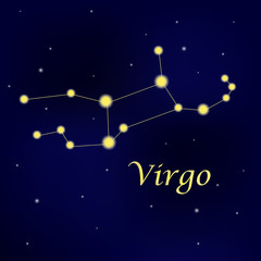 Wall Mural - Pattern with constellation Virgo. Abstract print with The Maiden.