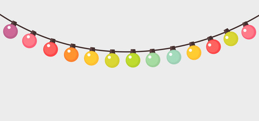Wall Mural - colorful christmas lights string background.
