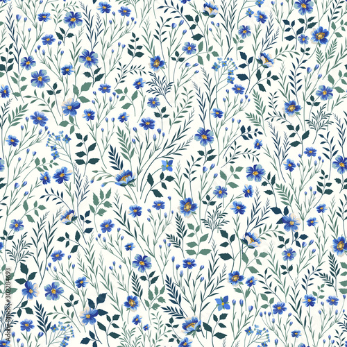 Tapeta niebieska  bezszwowy-kwiatowy-wzor-z-niebieskimi-kwiatami-lakowymi