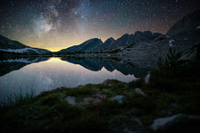 Ram Lake Against Starry Sky At Night