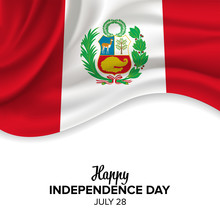 Vector Festive Illustration Of Independence Day In Peru Celebration On July 28. Vector Design Elements Of The National Day. Holiday Graphic Icons. National Day
