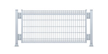 Realistic Vector Galvanized Sheet Metal Fence Panel. Rectangular Steel Mesh V Type.