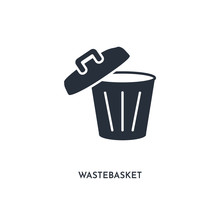 Wastebasket Icon. Simple Element Illustration. Isolated Trendy Filled Wastebasket Icon On White Background. Can Be Used For Web, Mobile, Ui.