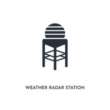 Weather Radar Station Icon. Simple Element Illustration. Isolated Trendy Filled Weather Radar Station Icon On White Background. Can Be Used For Web, Mobile, Ui.