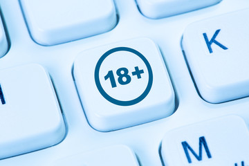 Wall Mural - internet security warning symbol from 18 years adult content computer