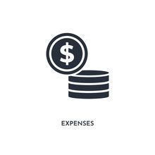 Expenses Icon. Simple Element Illustration. Isolated Trendy Filled Expenses Icon On White Background. Can Be Used For Web, Mobile, Ui.