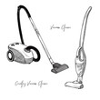 Sketch of two vacuum cleaners on a white background. Vector illustration