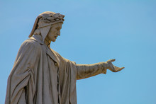 Statue In Honor Of Dante Alighieri In Naples, Campania, Italy